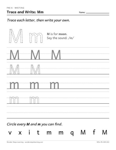 Pre-K letter tracing worksheet